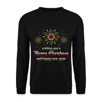 Merry Christmas mit Tannenstern - Unisex Pullover - Schwarz - Vorne - Alina (178cm) & Michal (187cm)
