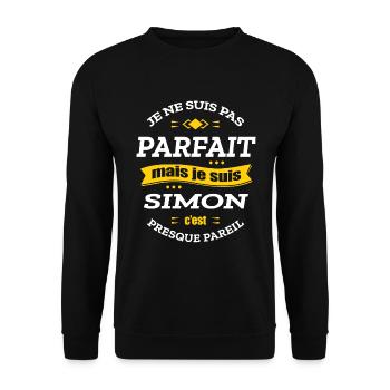 SIMON PARFAIT - PRENOM SIMON - Sweat-shirt Unisexe - noir - Devant - Alina (178cm) & Michal (187cm)