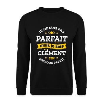 CLÉMENT PARFAIT - PRENOM CLÉMENT - Sweat-shirt Unisexe - noir - Devant - Alina (178cm) & Michal (187cm)