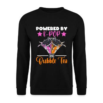 Powered By K-pop And Bubble Tea Simple Music Top - Unisex Pullover - Schwarz - Vorne - Alina (178cm) & Michal (187cm)