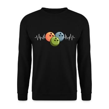Bowling Pins Alley Strike Score Wurf Design - Unisex Pullover - Schwarz - Vorne - Alina (178cm) & Michal (187cm)