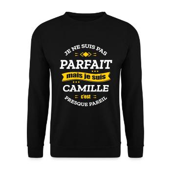 CAMILLE PARFAIT - PRENOM CAMILLE - Sweat-shirt Unisexe - noir - Devant - Alina (178cm) & Michal (187cm)