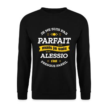 ALESSIO PARFAIT - PRENOM ALESSIO - Sweat-shirt Unisexe - noir - Devant - Alina (178cm) & Michal (187cm)