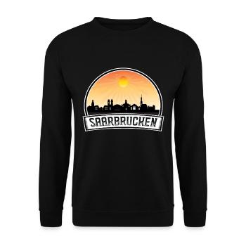 Sarrebruck Allemagne Skyline Vintage Sunset Travel - Sweat-shirt Unisexe - noir - Devant - Alina (178cm) & Michal (187cm)