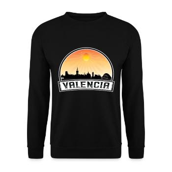 Valencia Spain Skyline Vintage Sunset Travel Souve - Unisex Sweatshirt - black - Front - Alina (178cm) & Michal (187cm)