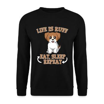 Animal Dog Design For Paw Owners Life Is Ruff Eat - Unisex Sweatshirt - black - Front - Alina (178cm) & Michal (187cm)