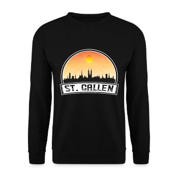 Saint-Gall Suisse Skyline Vintage Sunset - Sweat-shirt Unisexe - noir - Devant - Alina (178cm) & Michal (187cm)