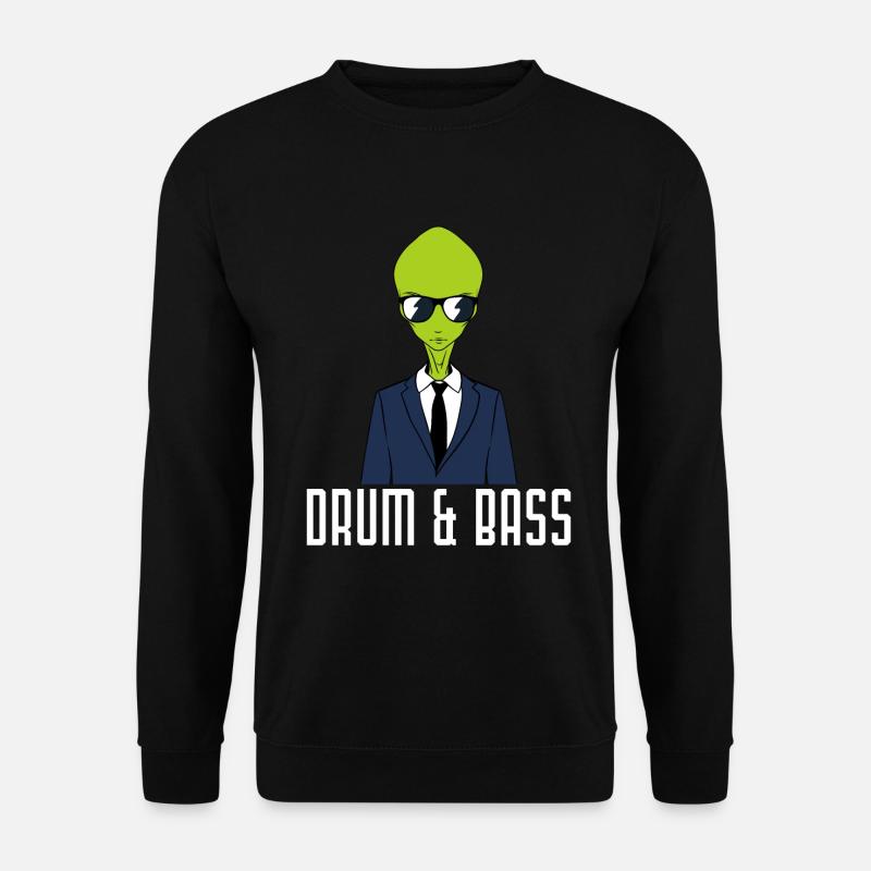 Drumming Shirt For Drummers "Drum & Bass Aliens" - Sweat-shirt Unisexe - noir