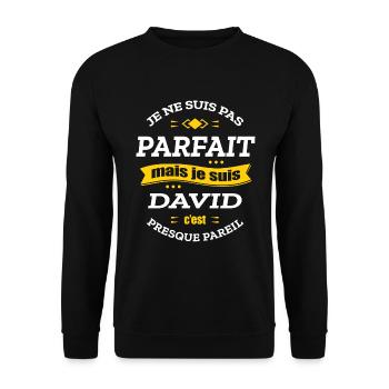 DAVID PARFAIT - PRENOM DAVID - Sweat-shirt Unisexe - noir - Devant - Alina (178cm) & Michal (187cm)