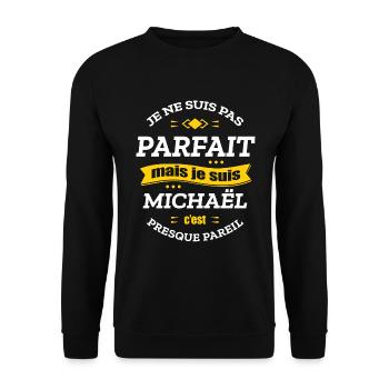 MICHAËL PARFAIT - PRENOM MICHAËL - Sweat-shirt Unisexe - noir - Devant - Alina (178cm) & Michal (187cm)