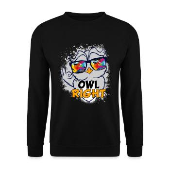 Owl Lover? A Perfect Owls Tee Love Owls Owl Right - Unisex Pullover - Schwarz - Vorne - Alina (178cm) & Michal (187cm)