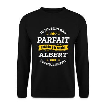ALBERT PARFAIT - PRENOM ALBERT - Sweat-shirt Unisexe - noir - Devant - Alina (178cm) & Michal (187cm)