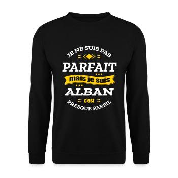 ALBAN PARFAIT - PRENOM ALBAN - Sweat-shirt Unisexe - noir - Devant - Alina (178cm) & Michal (187cm)