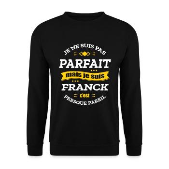 FRANCK PARFAIT - PRENOM FRANCK - Sweat-shirt Unisexe - noir - Devant - Alina (178cm) & Michal (187cm)