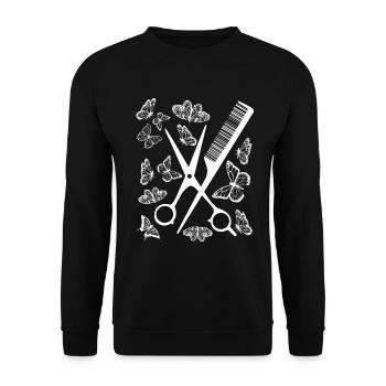 Grande idée cadeau pour coiffeur papillon - Sweat-shirt Unisexe - noir - Devant - Alina (178cm) & Michal (187cm)