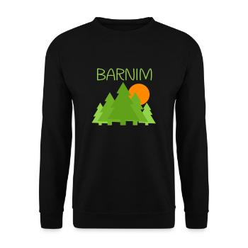 Wald Sonnenuntergang Barnim - Unisex Pullover - Schwarz - Vorne - Alina (178cm) & Michal (187cm)