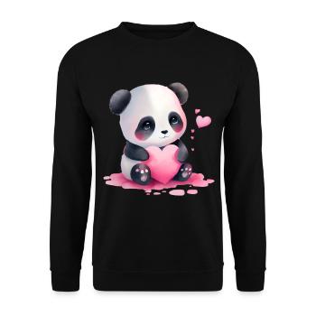 Panda Cadeau Saint-Valentin - Sweat-shirt Unisexe - noir - Devant - Alina (178cm) & Michal (187cm)