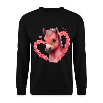 Pony Valentinstag Geschenk - Unisex Pullover - Schwarz - Vorne - Alina (178cm) & Michal (187cm)