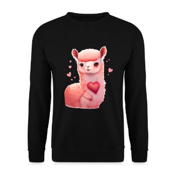 Lama Valentine's Day Gift - Unisex Sweatshirt - black - Front - Alina (178cm) & Michal (187cm)