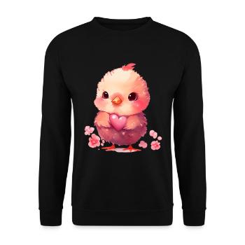 Chick Valentine's Day Gift - Unisex Sweatshirt - black - Front - Alina (178cm) & Michal (187cm)