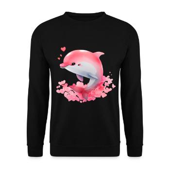 Dolphin Valentine's Day Gift - Unisex Sweatshirt - black - Front - Alina (178cm) & Michal (187cm)