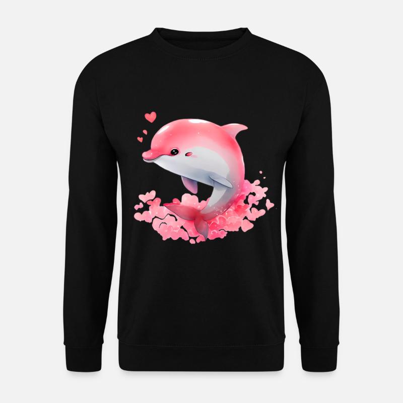 Delfin Valentinstag Geschenk - Unisex Pullover - Schwarz