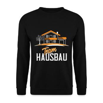 Team Hausbau - Unisex Pullover - Schwarz - Vorne - Alina (178cm) & Michal (187cm)