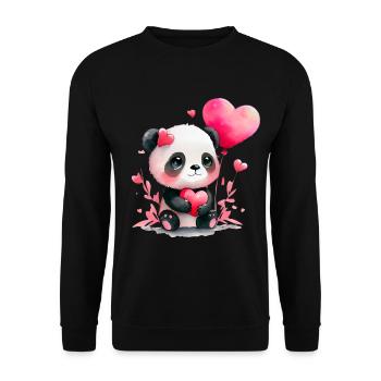 Panda Bear Cadeau de Saint-Valentin - Sweat-shirt Unisexe - noir - Devant - Alina (178cm) & Michal (187cm)