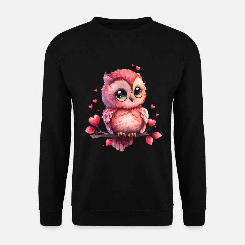 Owl Valentine's Day Gift - Unisex Sweatshirt - black