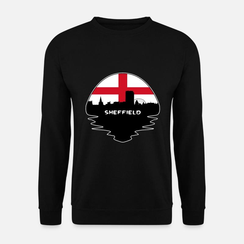 Sheffield-England-Flaggen-Skyline-Schattenbild-Reise - Unisex Pullover - Schwarz