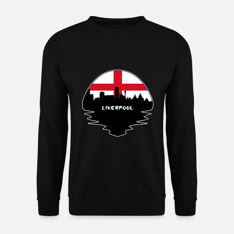 Liverpool-England-Flaggen-Skyline-Schattenbild-Reise - Unisex Pullover - Schwarz
