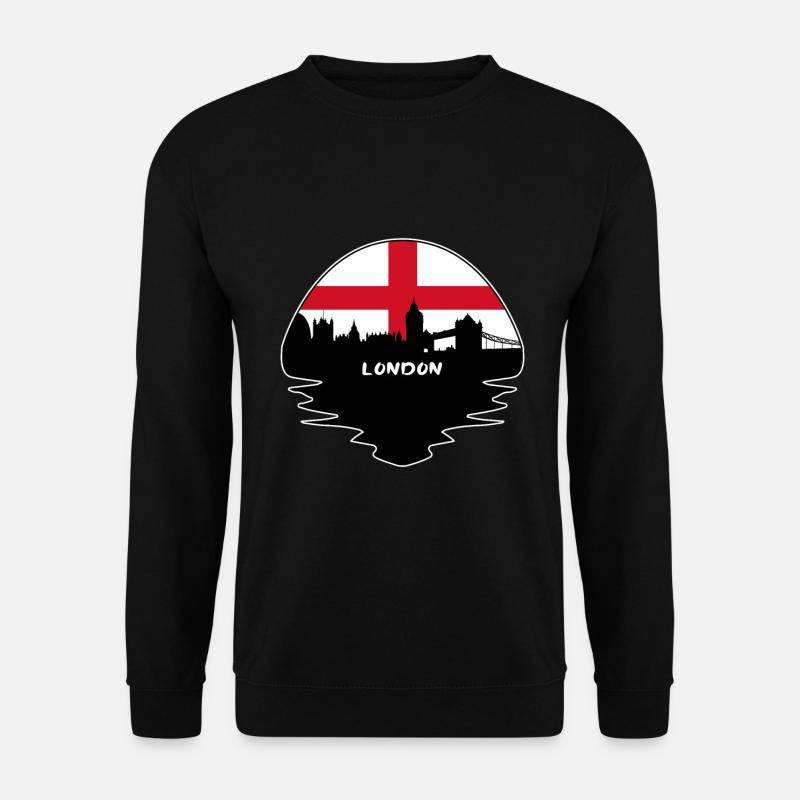 London-England-Flaggen-Skyline-Schattenbild-Reise - Unisex Pullover - Schwarz