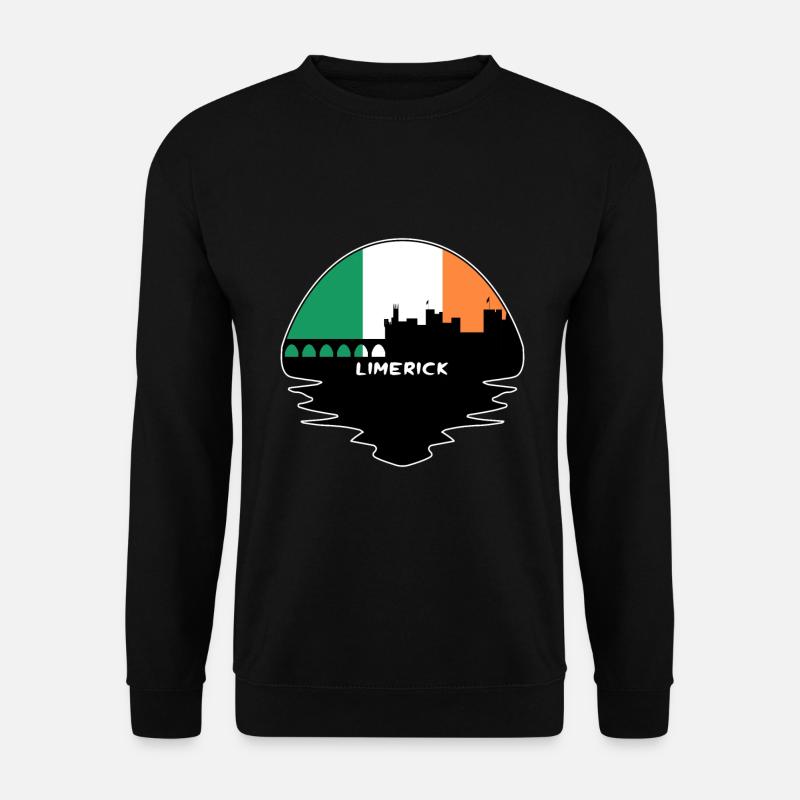 Limerick-Irland-Flaggen-Skyline-Schattenbild-Reise - Unisex Pullover - Schwarz