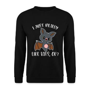 Spooky Creepy Bat Halloween Scary T-shirt Design - Unisex Pullover - Schwarz - Vorne - Alina (178cm) & Michal (187cm)