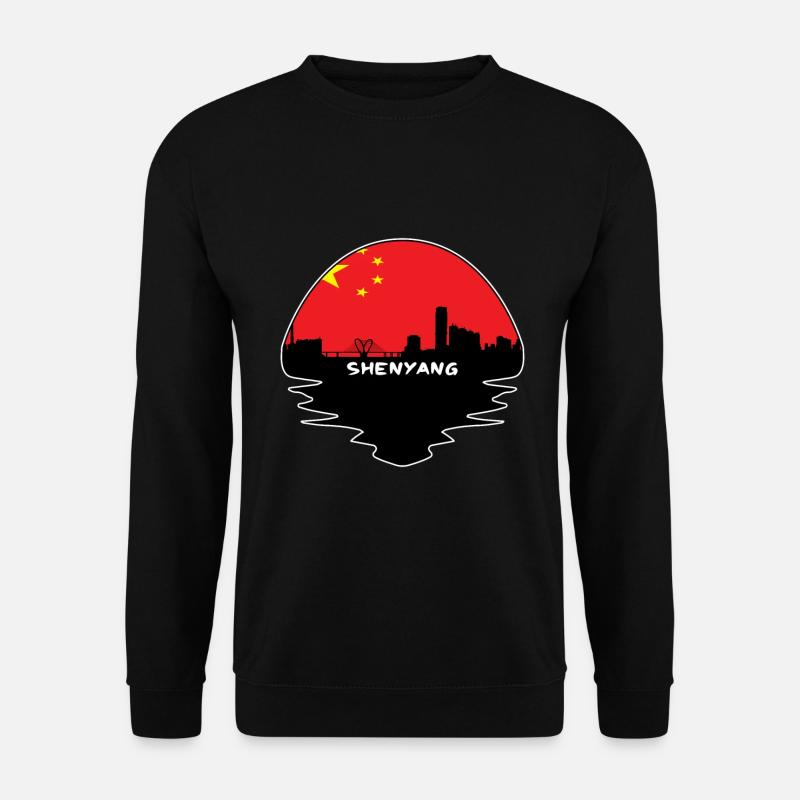 Shenyang-China-Flaggen-Skyline-Schattenbild-Reise - Unisex Pullover - Schwarz