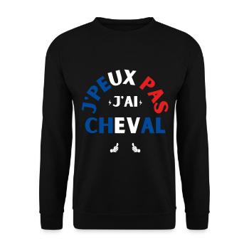J Peux Pas J Ai Cheval - Sweat-shirt Unisexe - noir - Devant - Alina (178cm) & Michal (187cm)