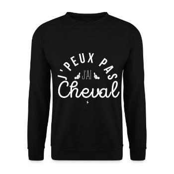 J Peux Pas J Ai Cheval - Sweat-shirt Unisexe - noir - Devant - Alina (178cm) & Michal (187cm)