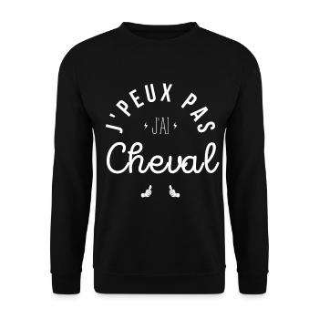 J Peux Pas J Ai Cheval - Sweat-shirt Unisexe - noir - Devant - Alina (178cm) & Michal (187cm)