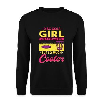 Disc Golf Girl Spruch - Unisex Pullover - Schwarz - Vorne - Alina (178cm) & Michal (187cm)