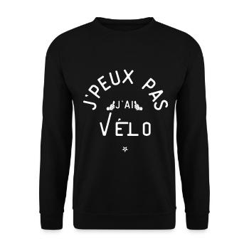J Peux Pas J Ai Vélo - Sweat-shirt Unisexe - noir - Devant - Alina (178cm) & Michal (187cm)