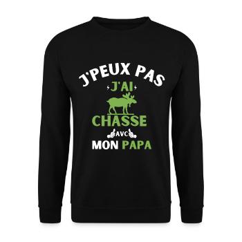 j peux pas j ai chasse avec mon papa - Sweat-shirt Unisexe - noir - Devant - Alina (178cm) & Michal (187cm)