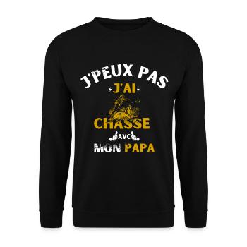 j peux pas j ai chasse avec mon papa - Sweat-shirt Unisexe - noir - Devant - Alina (178cm) & Michal (187cm)