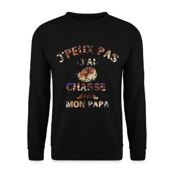 j peux pas j ai chasse avec mon papa - Sweat-shirt Unisexe - noir - Devant - Alina (178cm) & Michal (187cm)