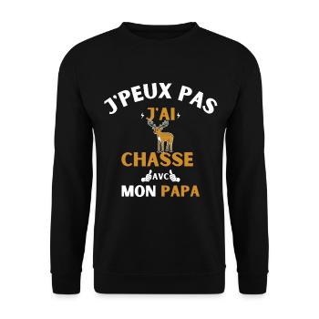 j peux pas j ai chasse avec mon papa - Sweat-shirt Unisexe - noir - Devant - Alina (178cm) & Michal (187cm)