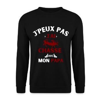 j peux pas j ai chasse avec mon papa - Sweat-shirt Unisexe - noir - Devant - Alina (178cm) & Michal (187cm)