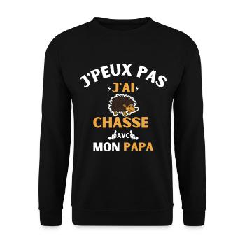 j peux pas j ai chasse avec mon papa - Sweat-shirt Unisexe - noir - Devant - Alina (178cm) & Michal (187cm)