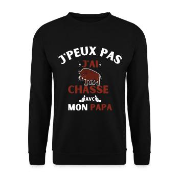 j peux pas j ai chasse avec mon papa - Sweat-shirt Unisexe - noir - Devant - Alina (178cm) & Michal (187cm)