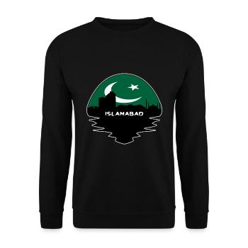 Islamabad Pakistan Flag Skyline Silhouette Travel - Unisex Sweatshirt - black - Front - Alina (178cm) & Michal (187cm)