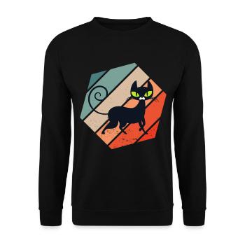 Retro Vintage Cute Feline Feral Meow Pet Animals - Unisex Pullover - Schwarz - Vorne - Alina (178cm) & Michal (187cm)