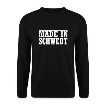 made in schwedt - Unisex Pullover - Schwarz - Vorne - Alina (178cm) & Michal (187cm)